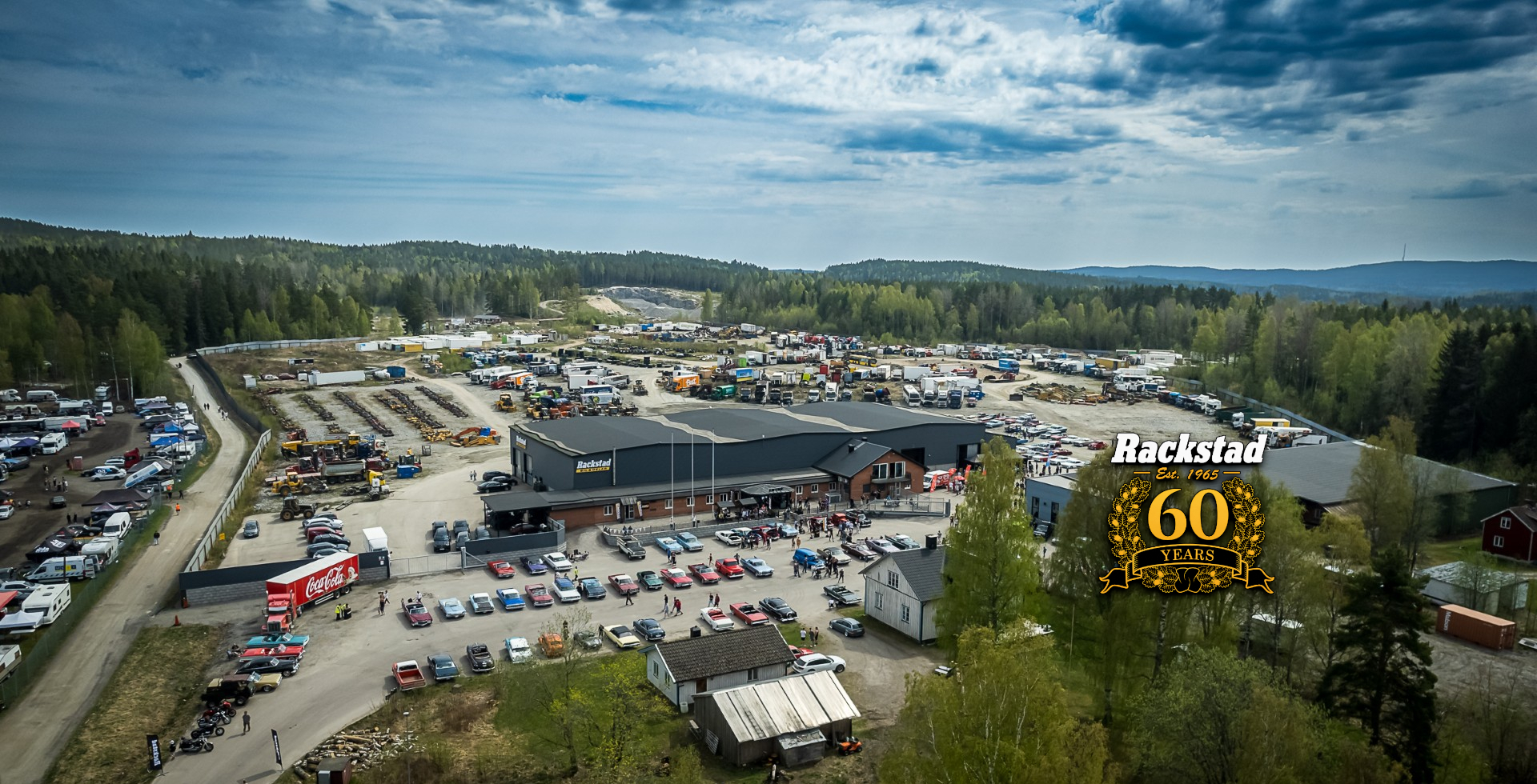 Flygfoto över Rackstad Bil & Delars område i Arvika